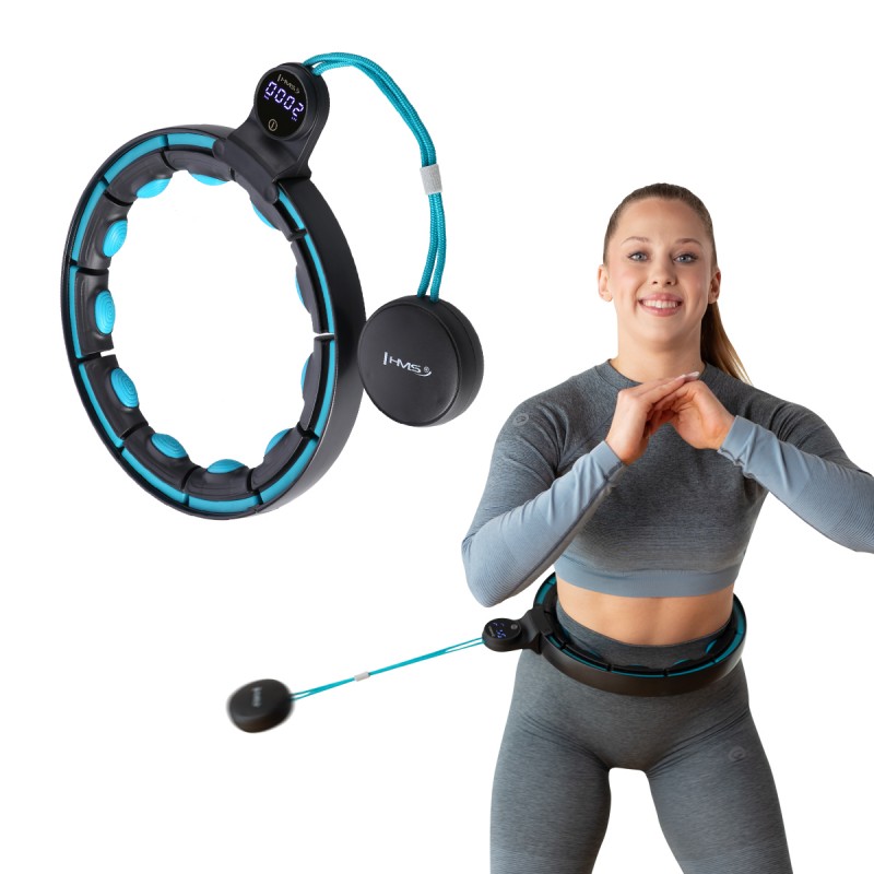 HHM17 HULA HOP BLACK/TURQUOISE Z MAGNESAMI I OBCIÄĹťNIKIEM + LICZNIK HMS