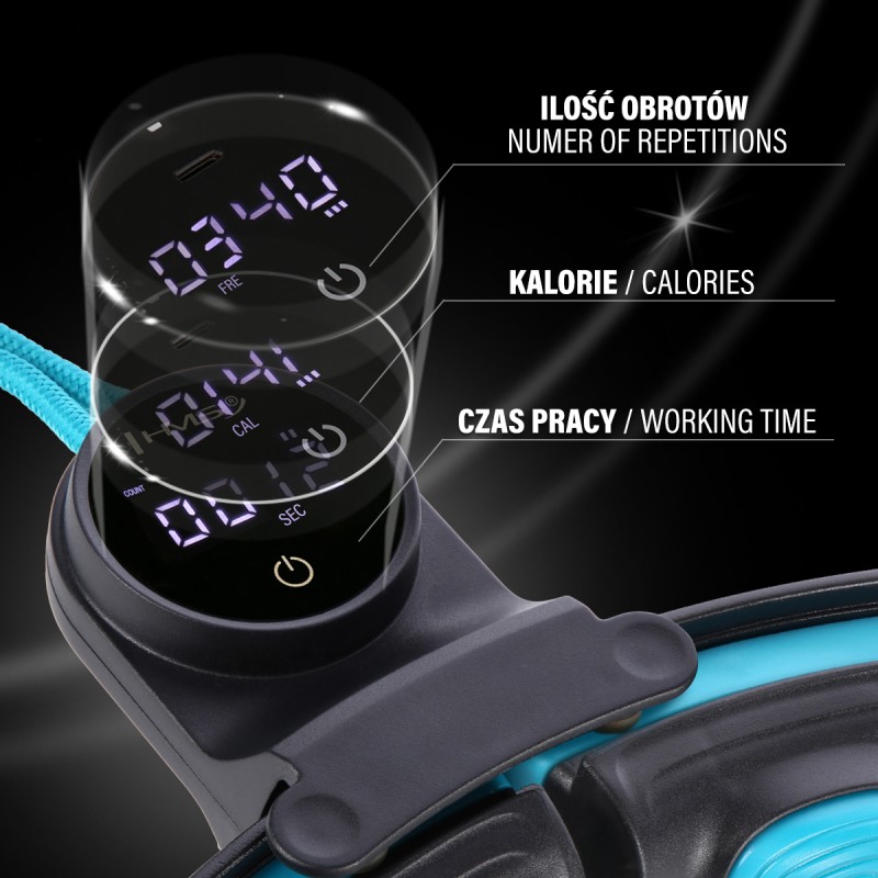 HHM17 HULA HOP BLACK/TURQUOISE Z MAGNESAMI I OBCIÄĹťNIKIEM + LICZNIK HMS