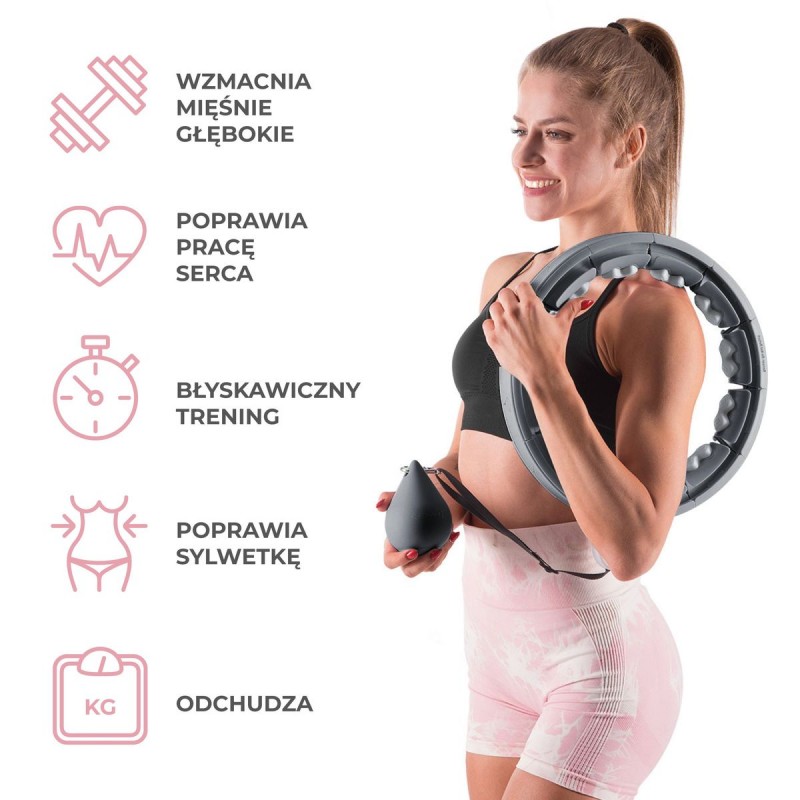 HHW06 HULA HOP BLACK Z WYPUSTKAMI I OBCIÄĹťNIKIEM + LICZNIK HMS