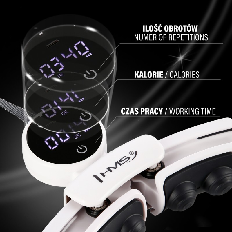 HHM16 HULA HOP WHITE Z MAGNESAMI I OBCIÄĹťNIKIEM + LICZNIK HMS