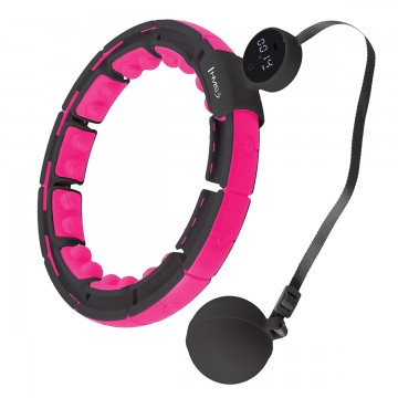 HHM16 HULA HOP BLACK/PINK Z MAGNESAMI I OBCIĄŻNIKIEM + LICZNIK HMS