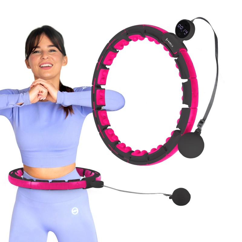 HHM16 HULA HOP BLACK/PINK Z MAGNESAMI I OBCIÄĹťNIKIEM + LICZNIK HMS