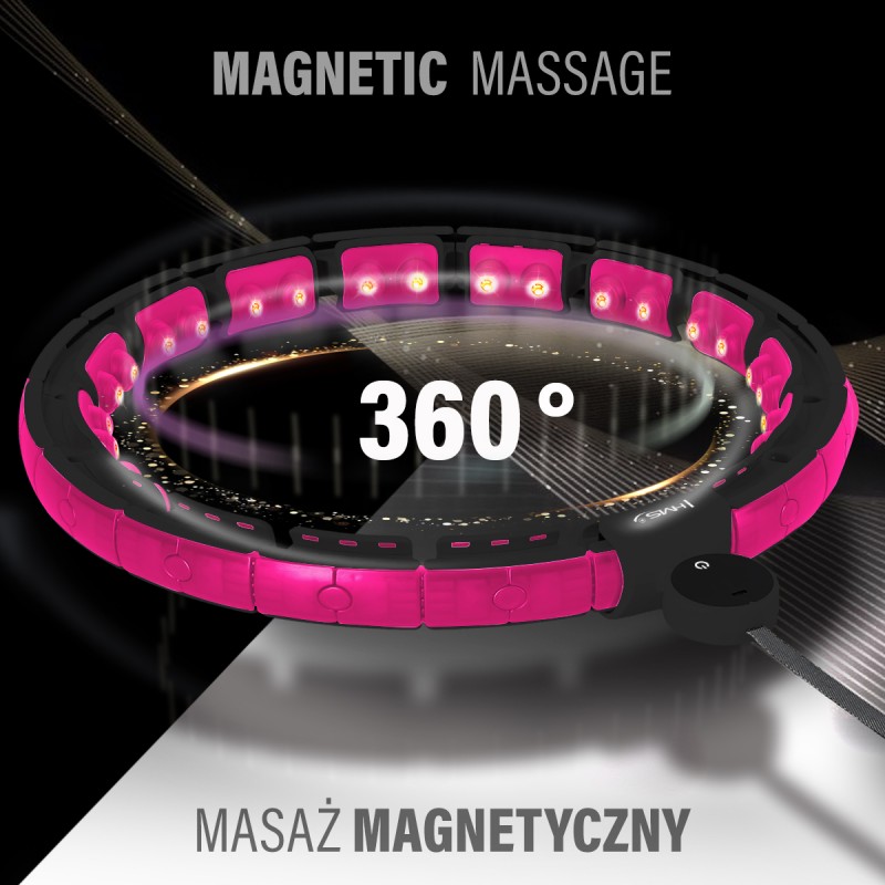 HHM16 HULA HOP BLACK/PINK Z MAGNESAMI I OBCIÄĹťNIKIEM + LICZNIK HMS