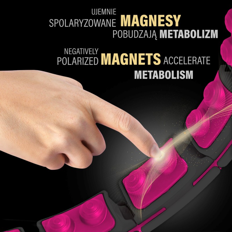 HHM16 HULA HOP BLACK/PINK Z MAGNESAMI I OBCIÄĹťNIKIEM + LICZNIK HMS