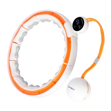HHM21 HULA HOP WHITE/ORANGE Z MAGNESAMI, WYPUSTKAMI TPE I OBCIÄĹťNIKIEM + LICZNIK HMS