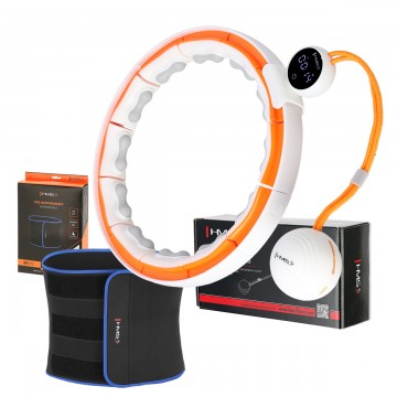 ZESTAW HULA HOP MAGNETYCZNY WHITE/ORANGE HHM21 Z LICZNIKIEM HMS + PAS WYSZCZUPLAJÄCY BR1313