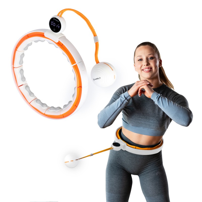 ZESTAW HULA HOP MAGNETYCZNY WHITE/ORANGE HHM21 Z LICZNIKIEM HMS + PAS WYSZCZUPLAJÄCY BR1313