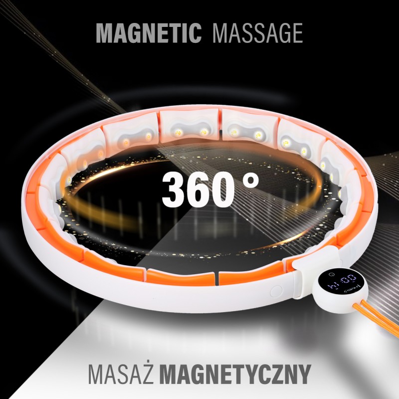ZESTAW HULA HOP MAGNETYCZNY WHITE/ORANGE HHM21 Z LICZNIKIEM HMS + PAS WYSZCZUPLAJÄCY BR1313