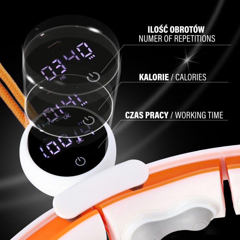 ZESTAW HULA HOP MAGNETYCZNY WHITE/ORANGE HHM21 Z LICZNIKIEM HMS + PAS WYSZCZUPLAJÄCY BR1313