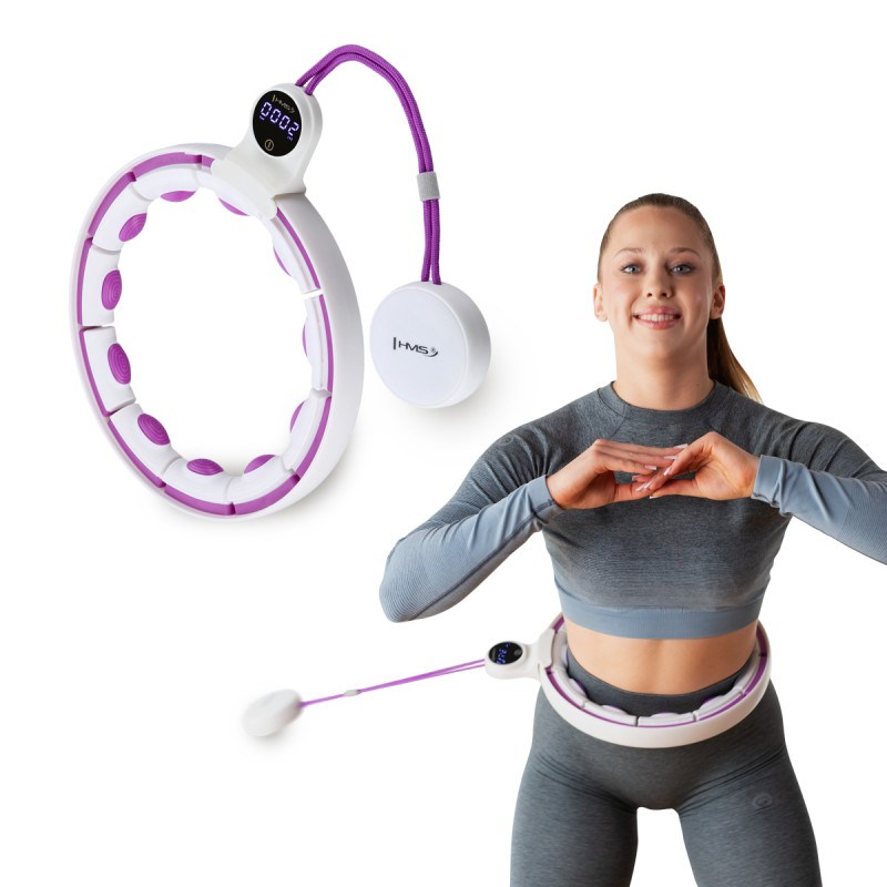 ZESTAW HULA HOP MAGNETYCZNY WHITE/VIOLET HHM17 Z LICZNIKIEM HMS + PAS WYSZCZUPLAJÄCY BR163 BLACK