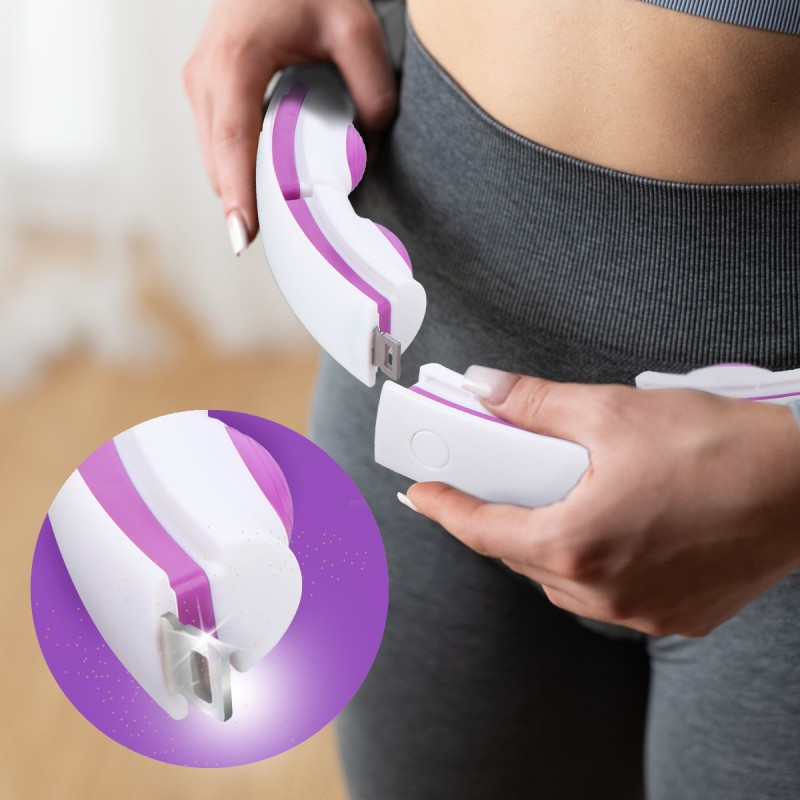 ZESTAW HULA HOP MAGNETYCZNY WHITE/VIOLET HHM17 Z LICZNIKIEM HMS + PAS WYSZCZUPLAJÄCY BR163 BLACK