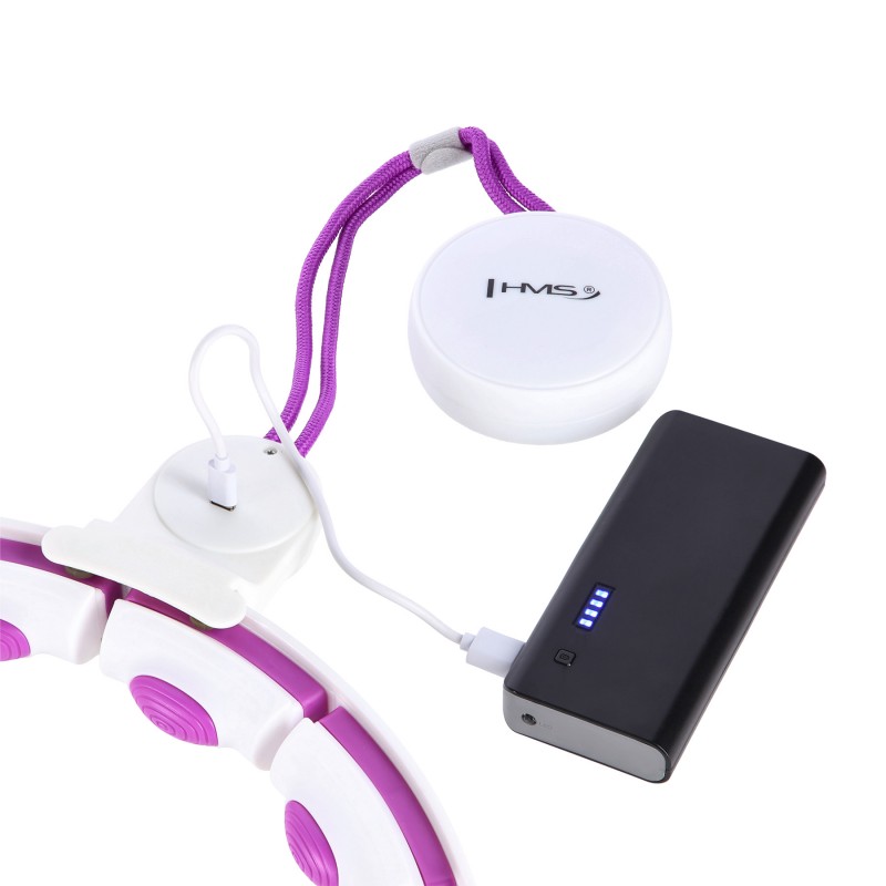 ZESTAW HULA HOP MAGNETYCZNY WHITE/VIOLET HHM17 Z LICZNIKIEM HMS + PAS WYSZCZUPLAJÄCY BR163 BLACK