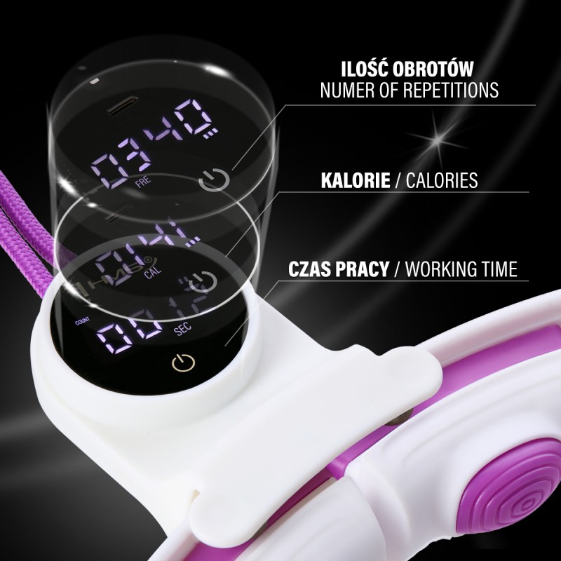 ZESTAW HULA HOP MAGNETYCZNY WHITE/VIOLET HHM17 Z LICZNIKIEM HMS + PAS WYSZCZUPLAJÄCY BR163 BLACK