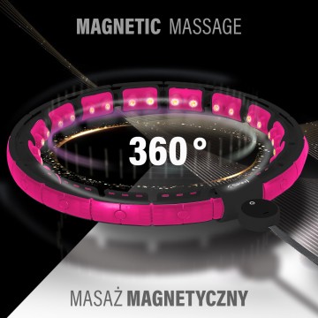 ZESTAW HULA HOP MAGNETYCZNY BLACK/PINK HHM16 Z LICZNIKIEM HMS + PAS WYSZCZUPLAJĄCY BR163 BLACK