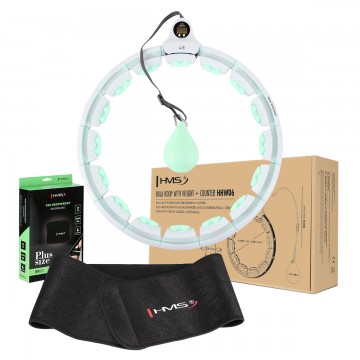 ZESTAW HULA HOP HHW06 GREEN Z PIĹKÄ GRAWITACYJNÄ I LICZNIKIEM HMS + PAS BR163 BLACK PLUS SIZE