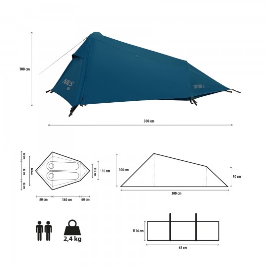 NC2502 NAMIOT ULTRA LIGHT SKYAIR 2 NIEBIESKI NILS CAMP