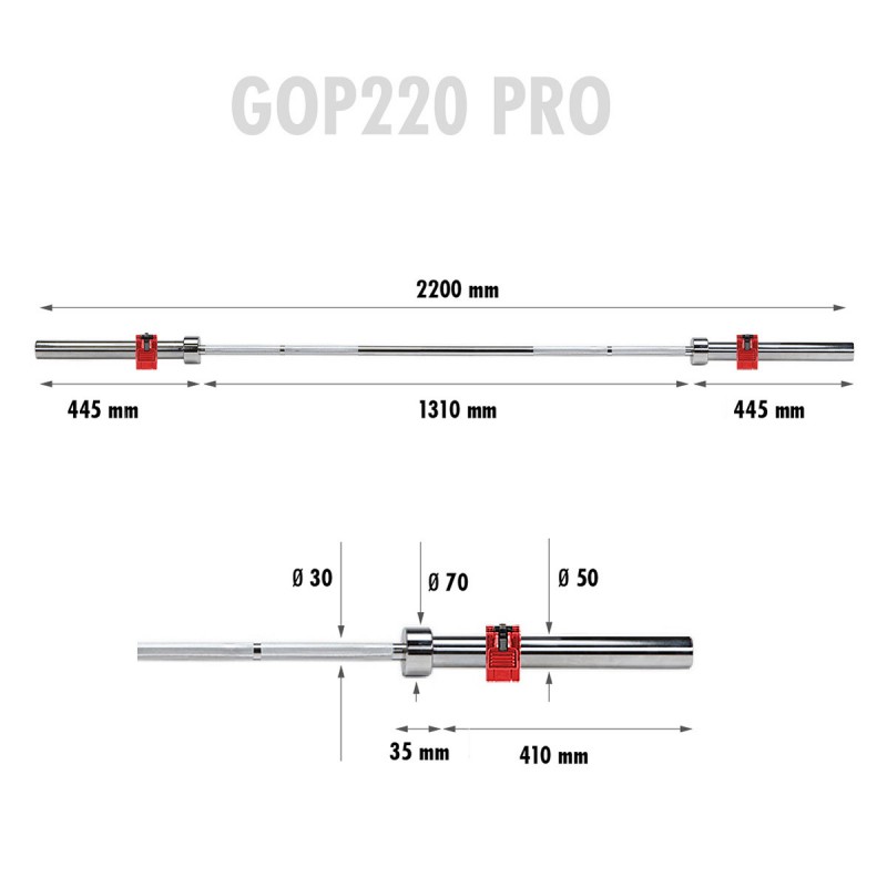 GOP220 PRO + ZG1000R ZACISKI LOCK GRYF PROSTY OLIMPIJSKI 20KG 2200MM HMS 