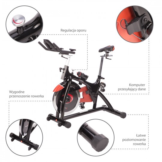 SW8902N ROWER STACJONARNY SPINNINGOWY Z OPOREM MECHANICZNYM HMS
