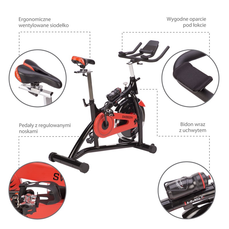 SW8902N ROWER STACJONARNY SPINNINGOWY Z OPOREM MECHANICZNYM HMS
